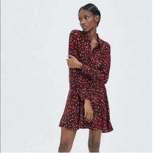 Zara Long Sleeve Red Print Dress